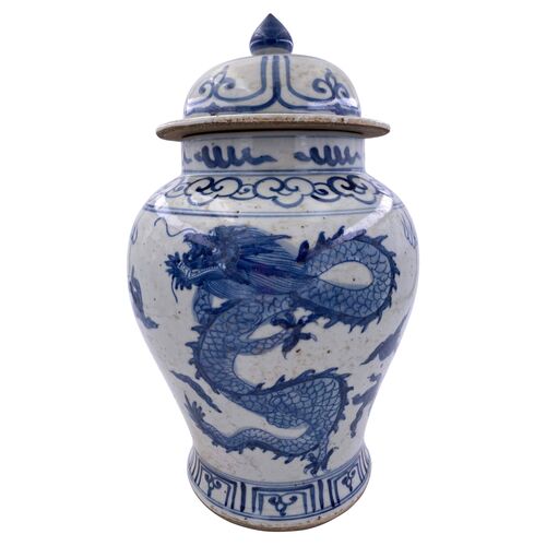 16" Small Dragon Temple Jar, Blue~P77585046