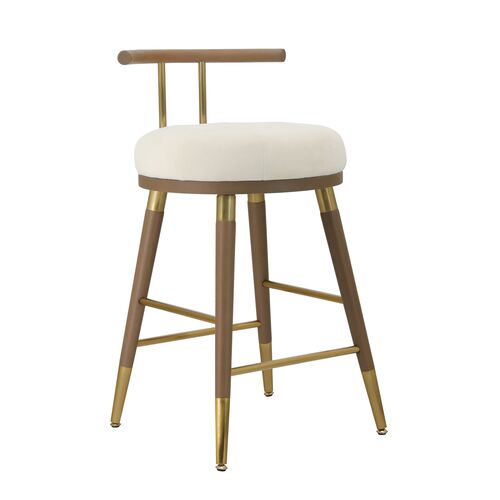 Ryker Counter Stool, Cream Velvet/Ash