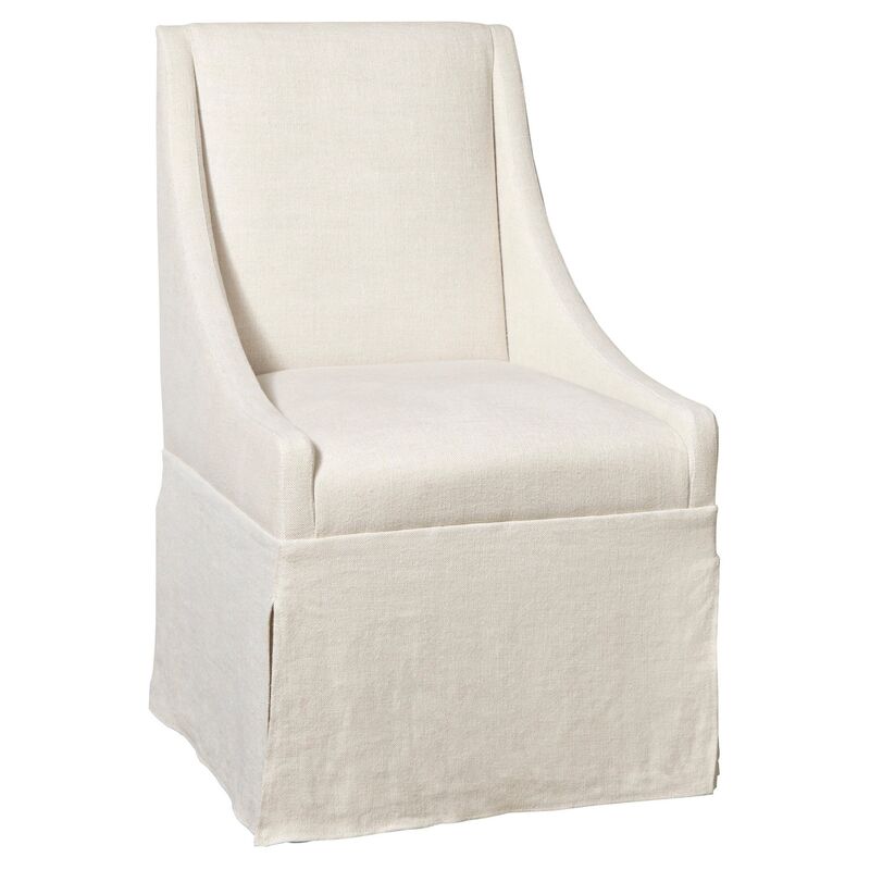 Towsend Skirted Armchair, Ivory Linen
