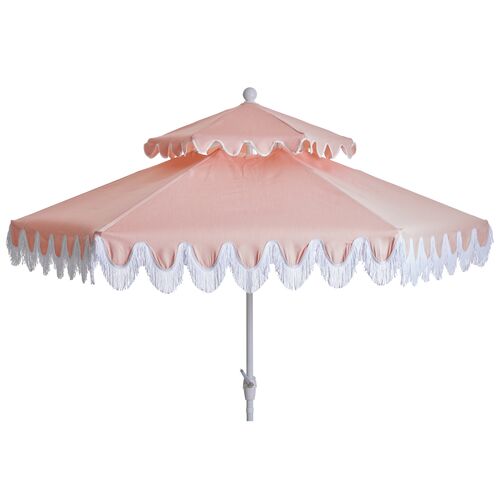 Daiana Two-Tier Fringe Patio Umbrella, Light Pink~P77416919