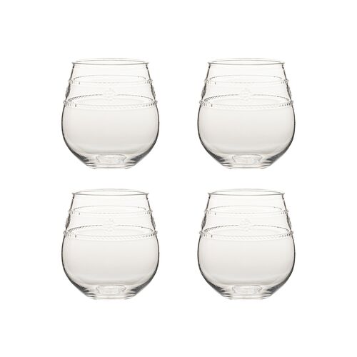 S/4 Isabella Acrylic Stemless Wine Glasses, Clear