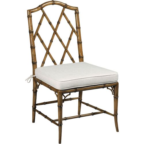 Cinar Faux Bamboo Side Chair, Hazelnut/Linen~P77654581