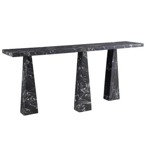 Rivenna Sofa Console Table, Black Portoro Marble
