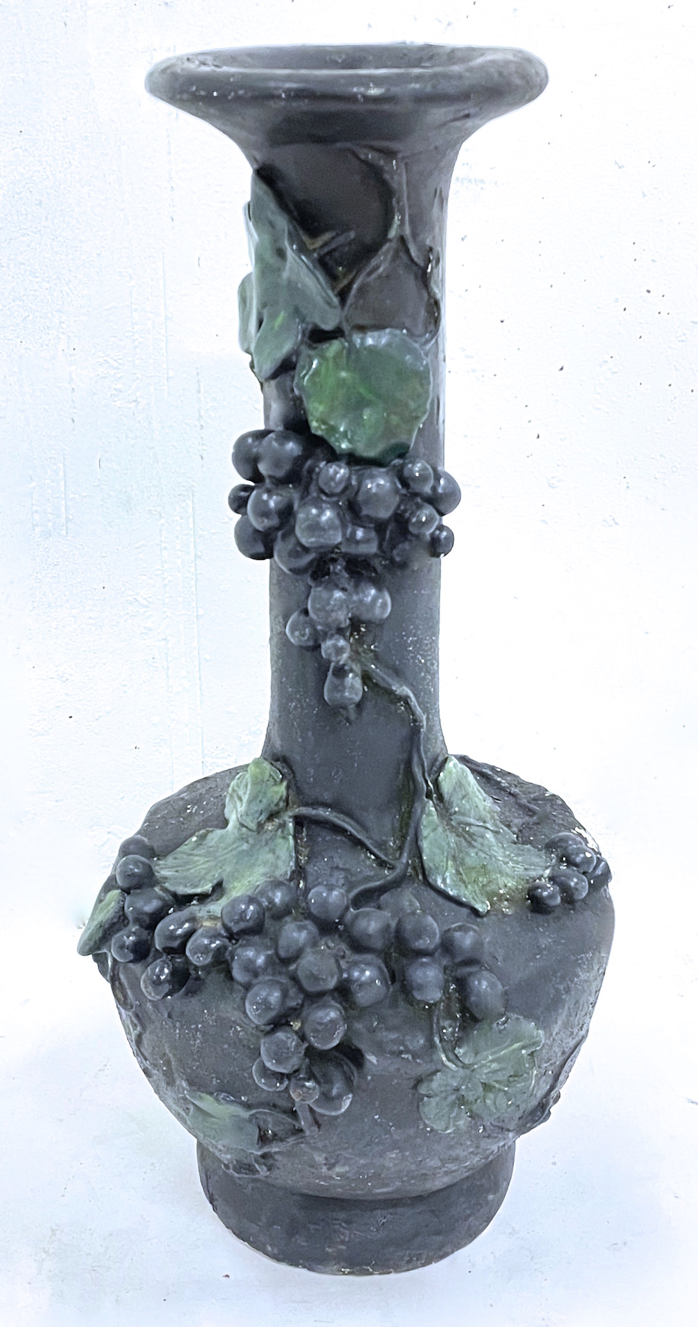 Black Grape & Vine Chalkware Urn Vase~P77661369