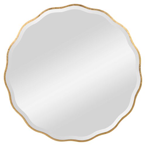 Kingston Round Wall Mirror, Gold~P77639598