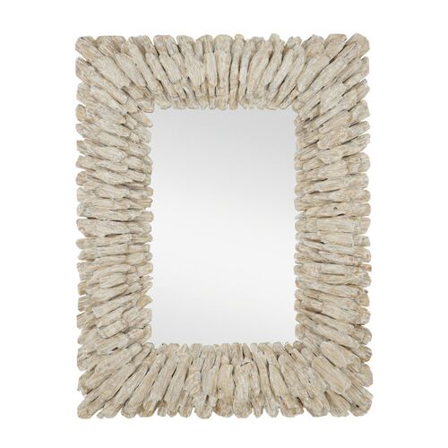 Beachhead Rectangular Mirror, Whitewashed Driftwood Beachhead Rectangular Mirror, Whitewashed Driftwood
