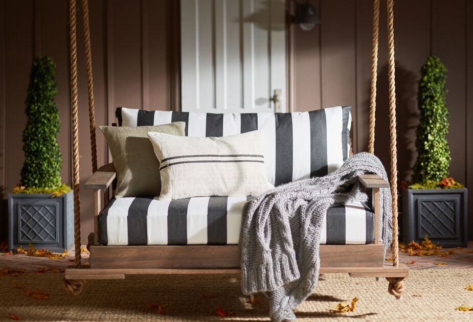 The Faulkner Porch Swing is just one of Southern Komfort’s porch furnishings made with FSC-certified wood.
