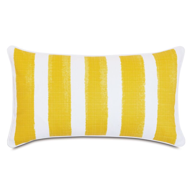 Pergola Lumbar Outdoor Pillow, Yellow/White