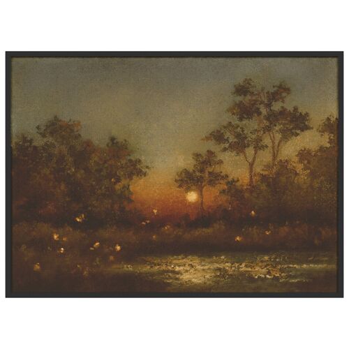 Sunlit Oasis Painting by Lina Gordievsky, Black Maple Frame Sunlit Oasis Painting by Lina Gordievsky, Black Maple Frame