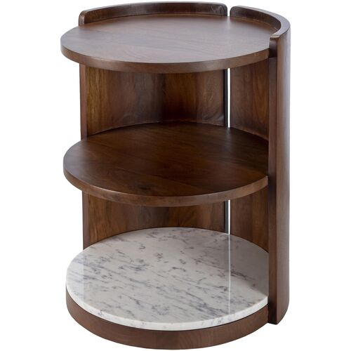 Isandro 3-Tier Wooden End Table, Brown
