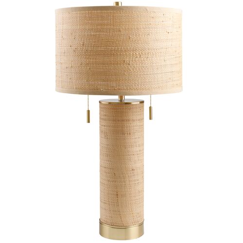 Malka Rattan Table Lamp, Tan/Gold