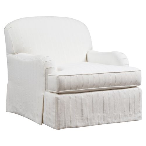 Woods Cove Upholstered Swivel Chair, Cream Stripe~P111120191