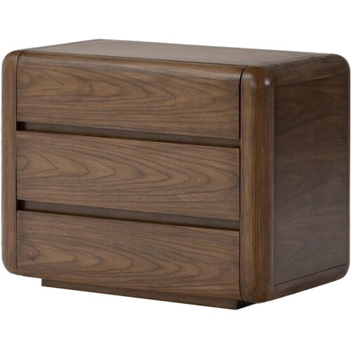 Thorsten 3-Drawer Nightstand, Dark Walnut
