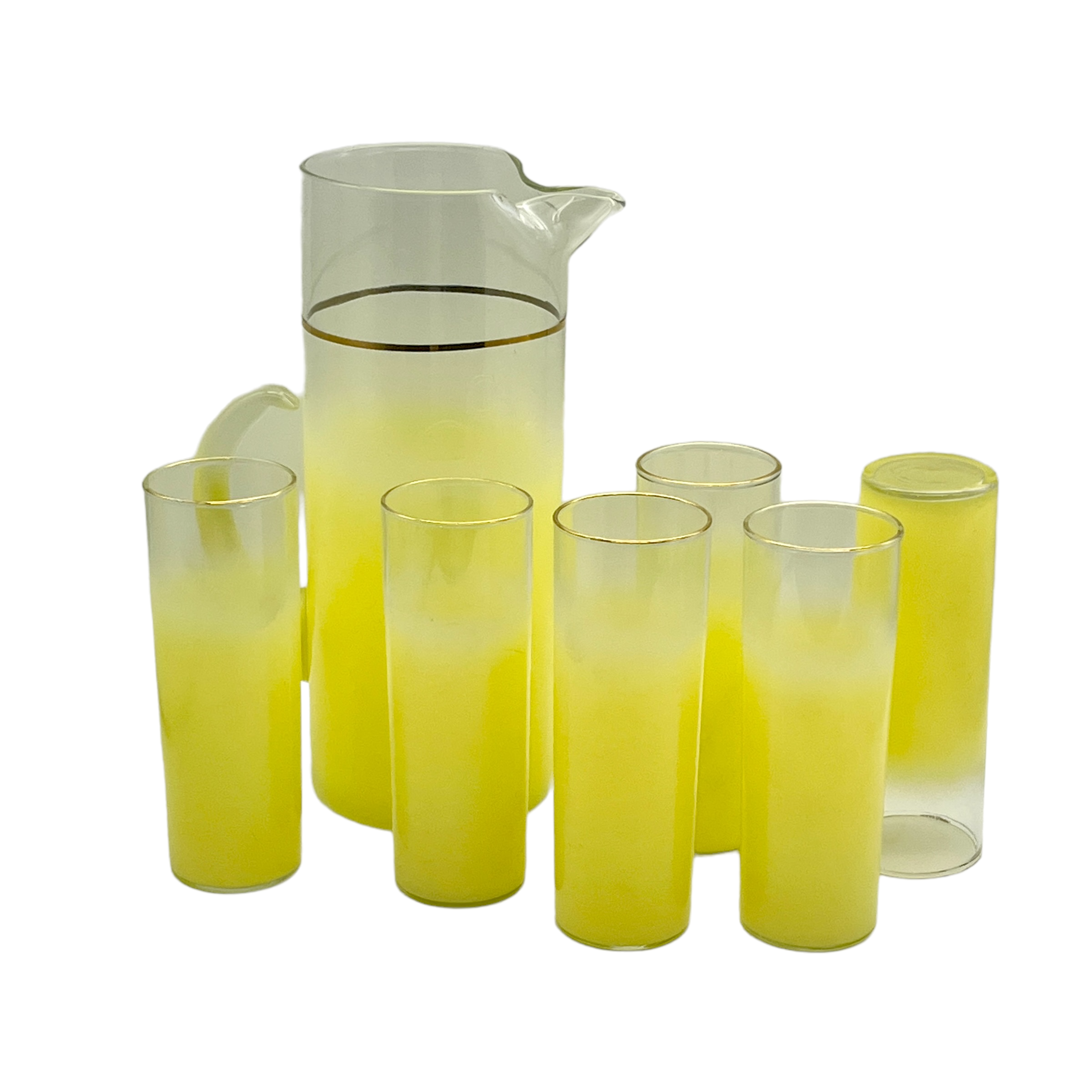 C. 1960s Frosted Yellow Drinks Set~P77659510