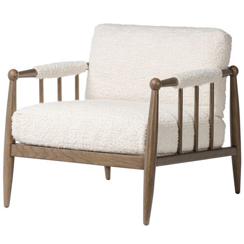 Warren Bouclé Accent Chair, White