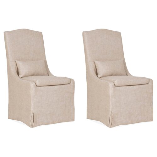 S/2 Adele Slipcover Dining Chairs, Bisque Linen~P77487897