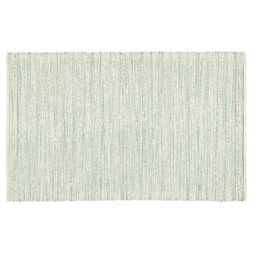 Yarid Flat-Weave Rug, White/Turquoise~P77415124