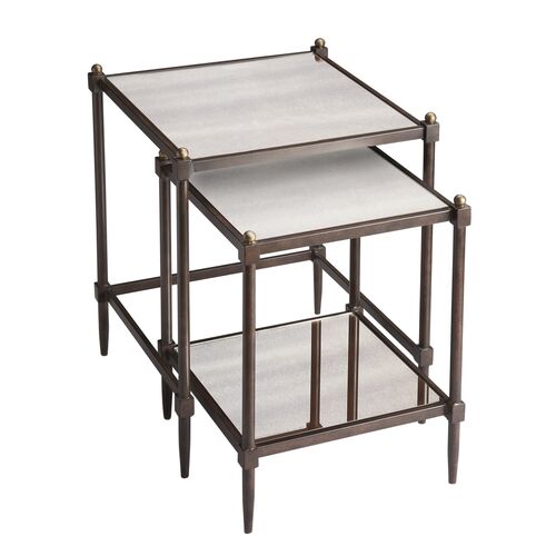 S/2 Liv Mirrored Nesting Tables, Gray