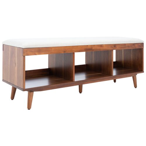 Aedricyn Open Shelf Bench with Linen Cushion Aedricyn Open Shelf Bench with Linen Cushion
