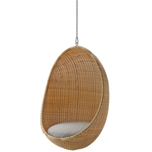 Outdoor Hanging Egg Chair, Natural/Seagull Grey