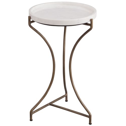 Hawthorne Accent Table, Antique Brass/White Marble