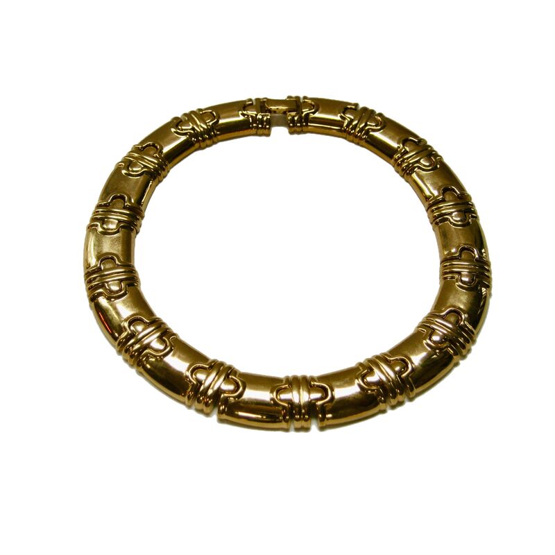 1980s Carved Gold- Plated Link Necklace