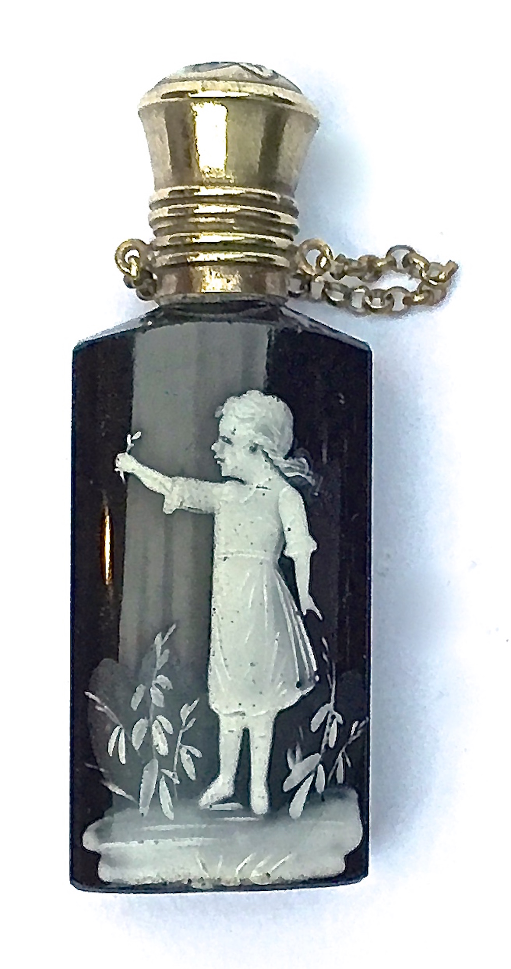 Antique Glass & Silver Perfume Vial~P77264712