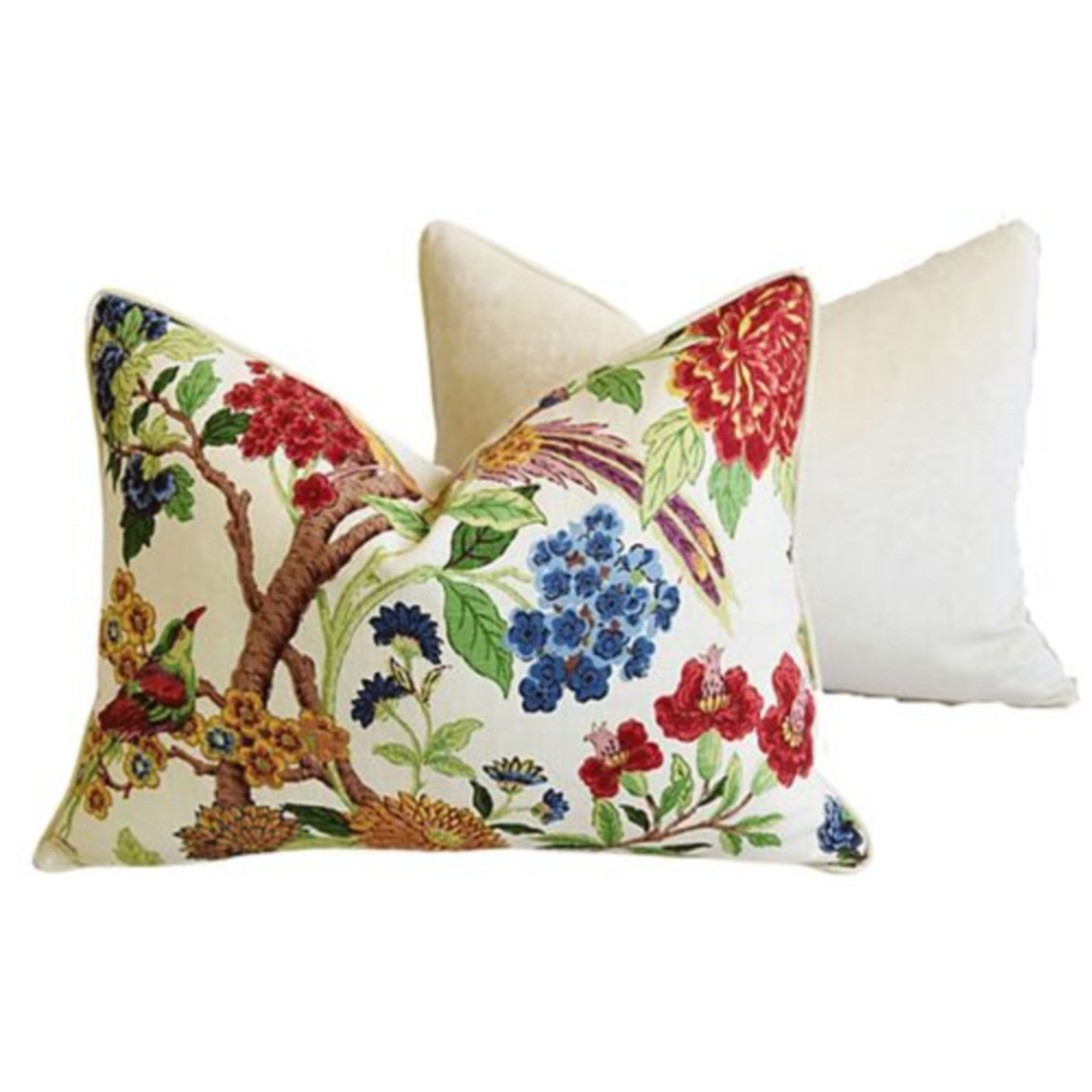 Chinoiserie Bird & Floral Pillows, S/2~P77687088