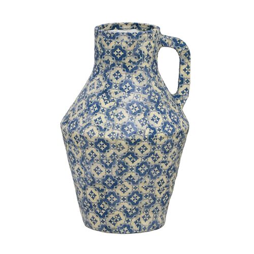 Cotton Mache Vase, Lisbon Tile