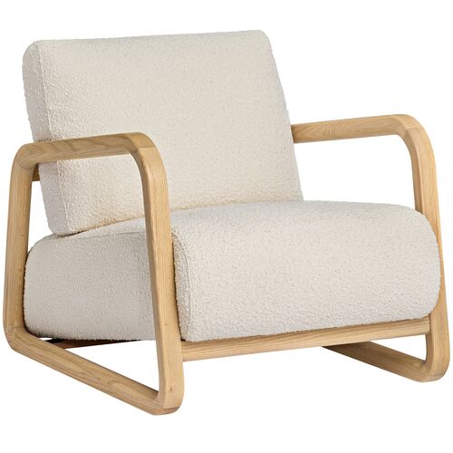 Nolan Lounge Chair, Natural/Ivory Boucle