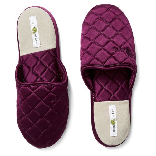 Quilted Silk Slippers, Merlot~P77336465