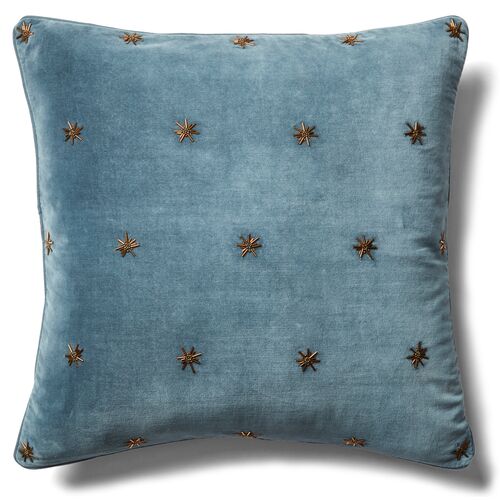 Star 20x20 Pillow, Slate Gray Velvet~P77389292