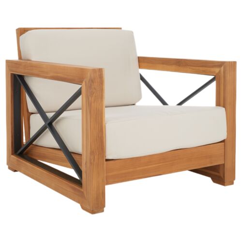 Ulric Outdoor Teak Club Chair, Natural/Beige Ulric Outdoor Teak Club Chair, Natural/Beige