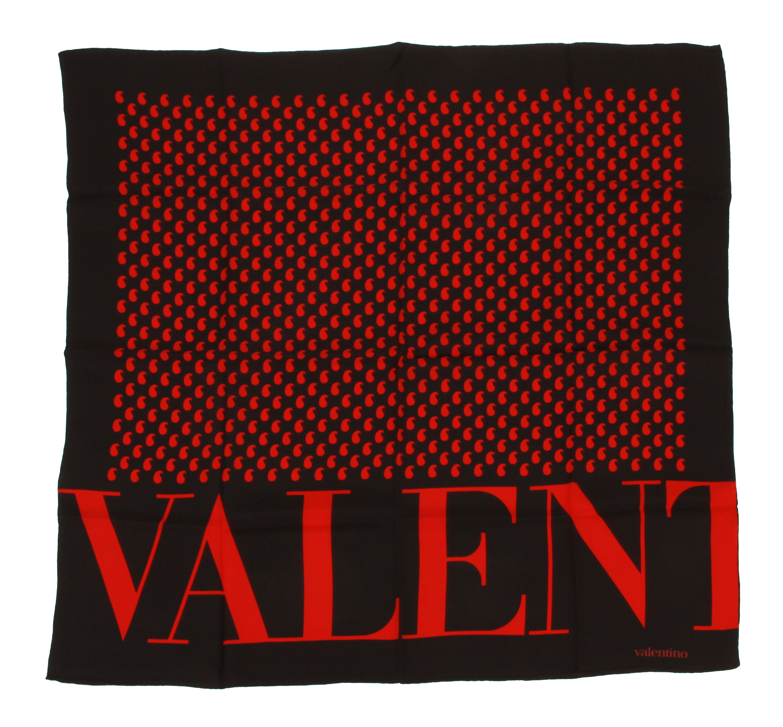 Valentino vintage red black silk scarf~P77633525