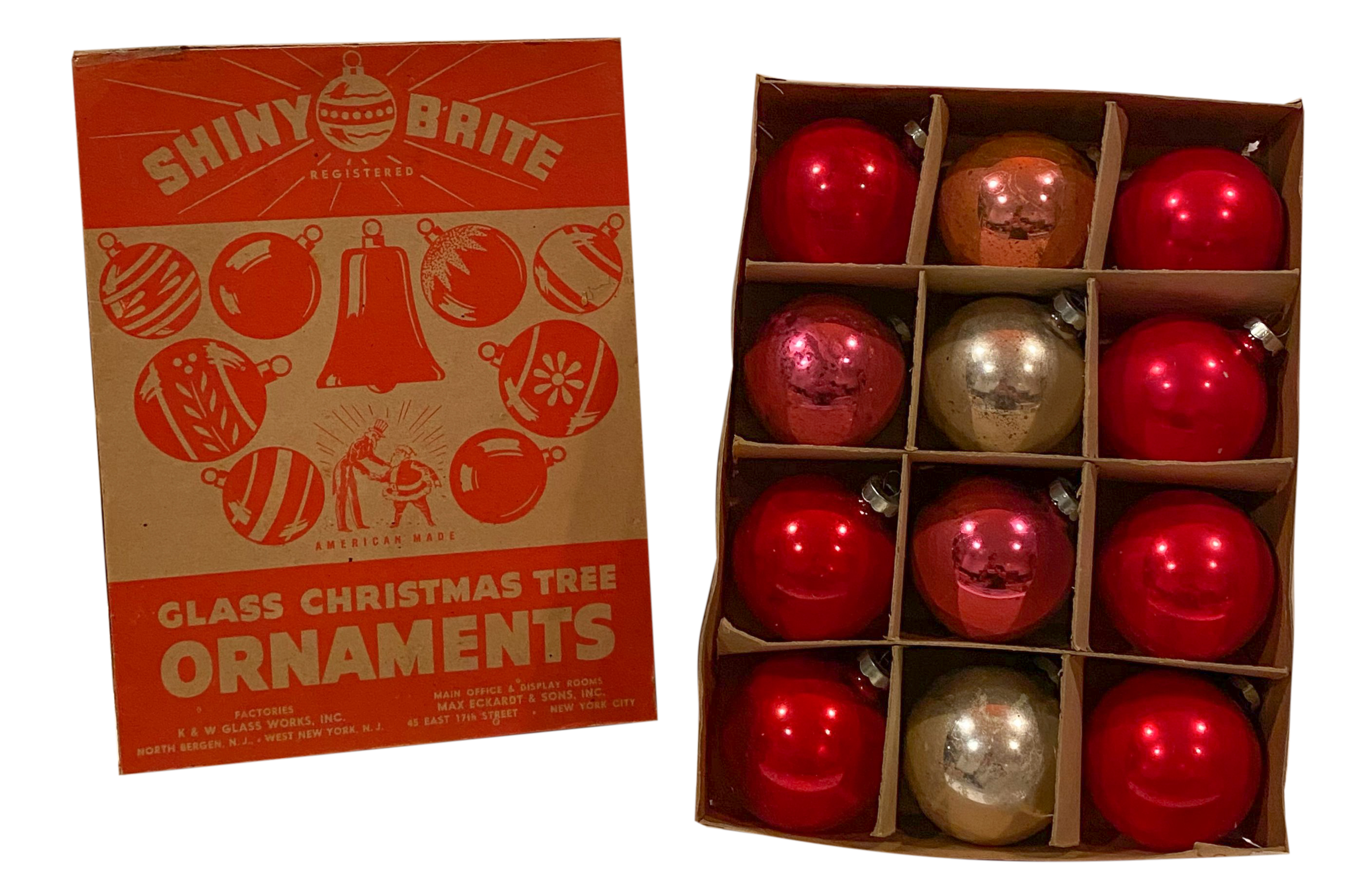 40s Shiny Brite Ornaments Orig Box S/12~P77634085