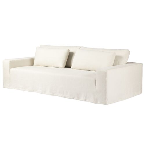 Kaleb Outdoor Slipcover Sofa, Bombay Flax