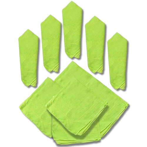 Antique French Lime Green Napkins, S/10 Antique French Lime Green Napkins, S/10