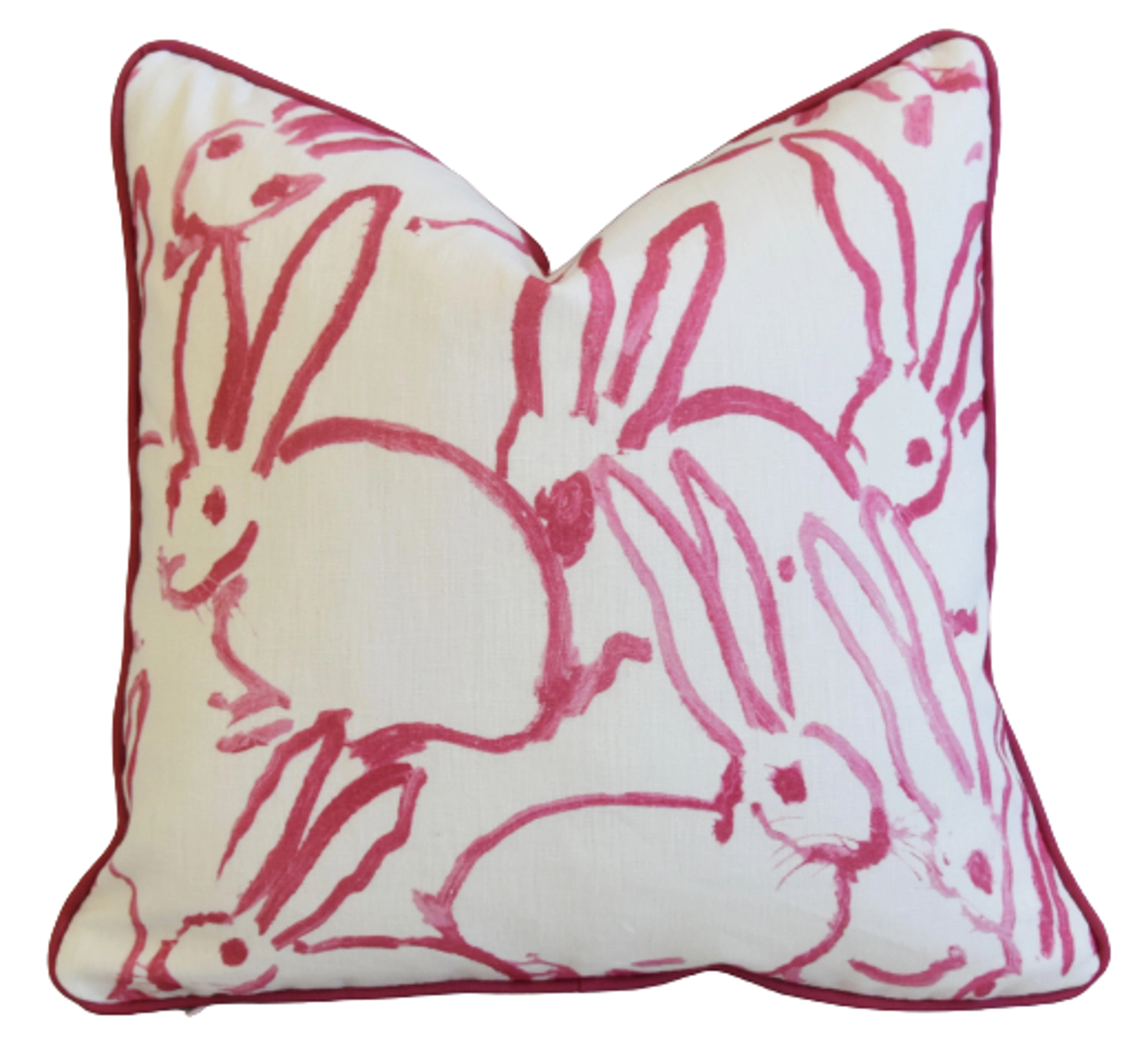 Pink Hunt Slonem Bunny Hutch Pillow~P77715499