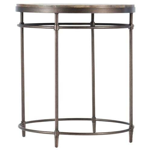 St Armand Round Wood Top End Table, Brown