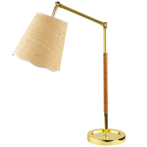 Kai Adjustable Accent Table Lamp, Brass/Jute