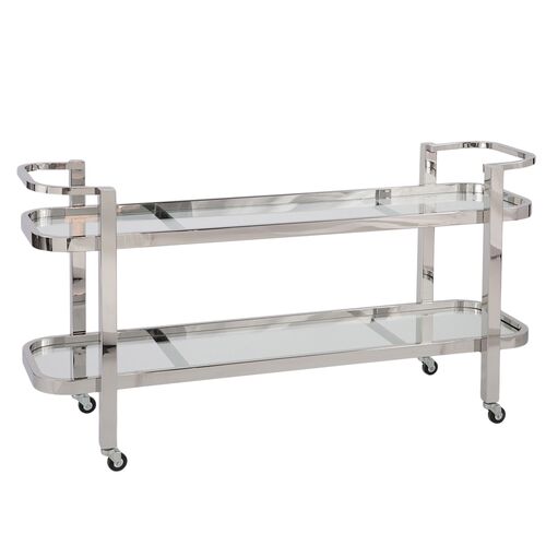 Carter Bar Cart, Polished Stainless Steel