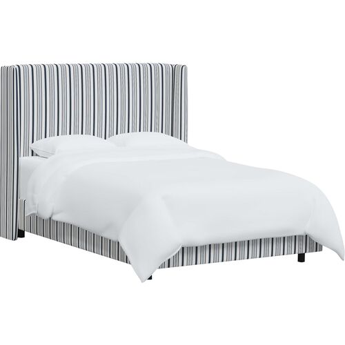 Kelly Wingback Bed, Luli Stripe~P111115918