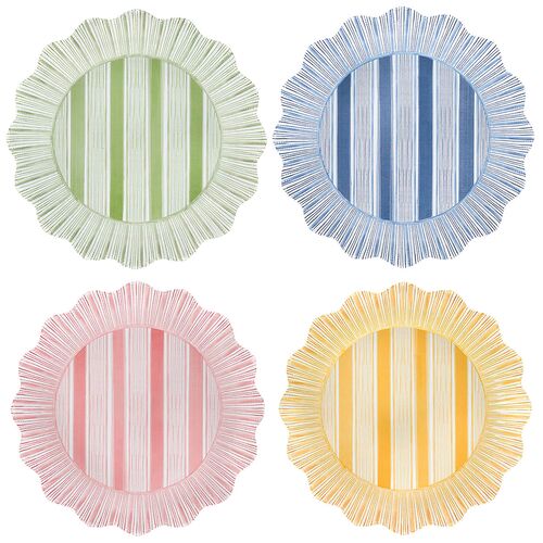 S/4 Cabana Stripe Melamine Dinner Plates, Multicolor
