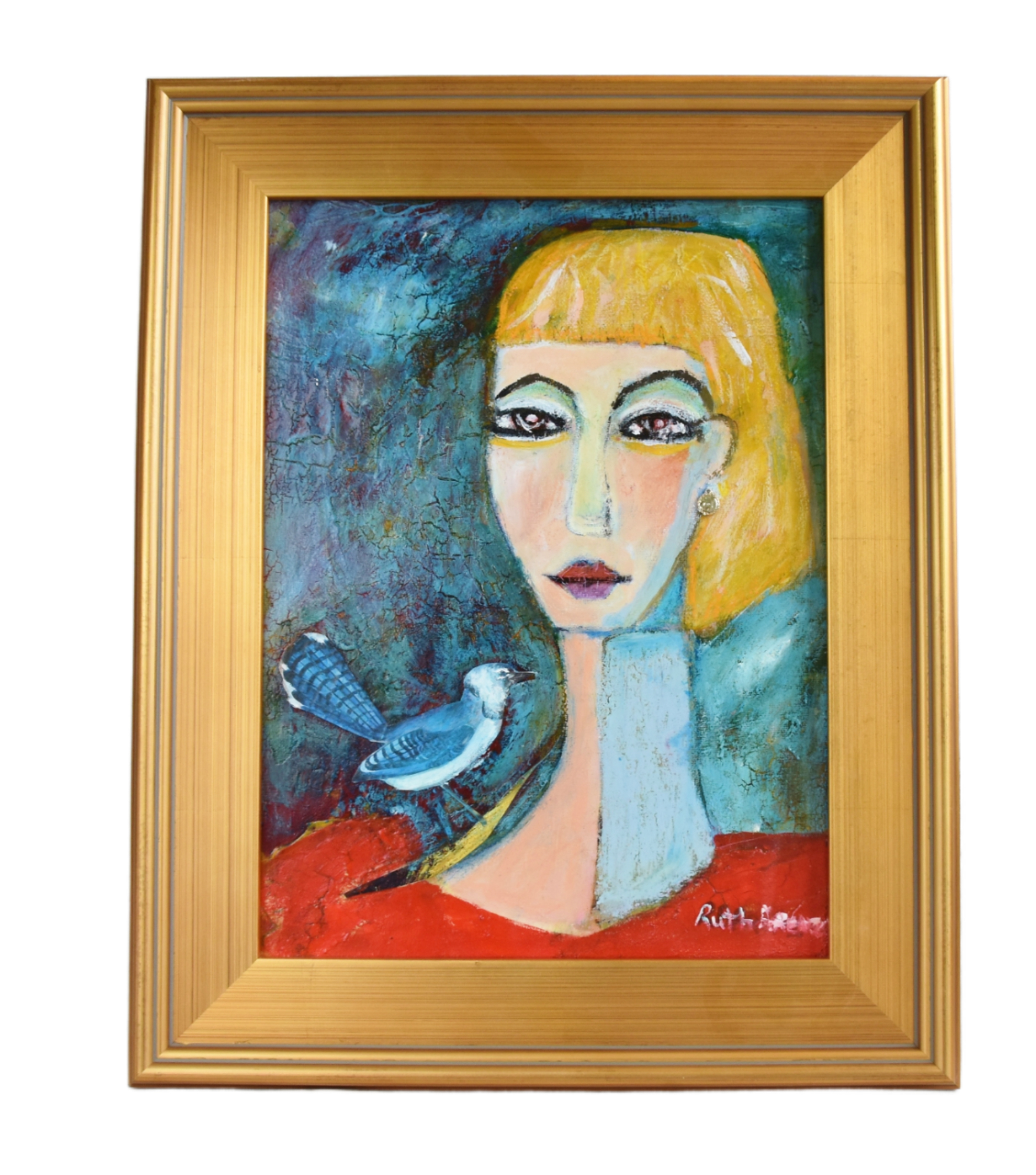 Parisian Mademoiselle W/ Blue Jay Bird~P77669585