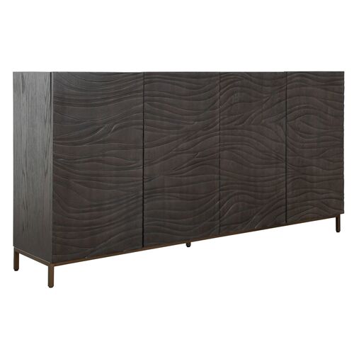 Oliver 4-Door 2-Drawer Oak Sideboard, Black