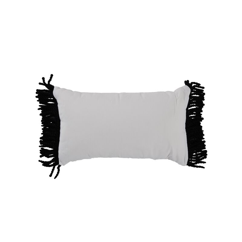One Kings Lane Outdoor Frances 24x14 Lumbar Pillow, White/Black One Kings Lane