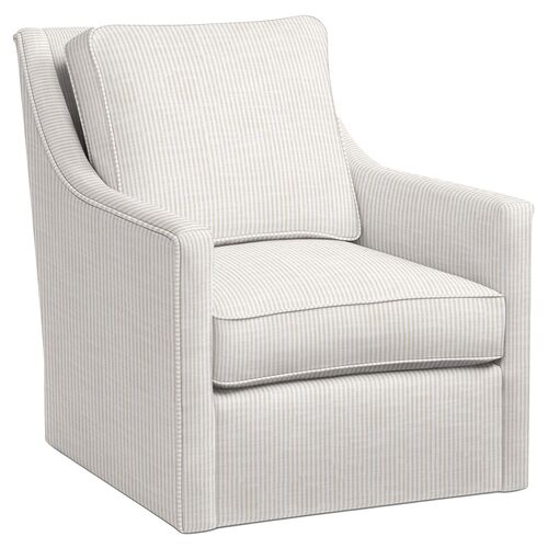 Orleans Outdoor Upholstered Swivel Chair, Inside Out Ticking Stripe