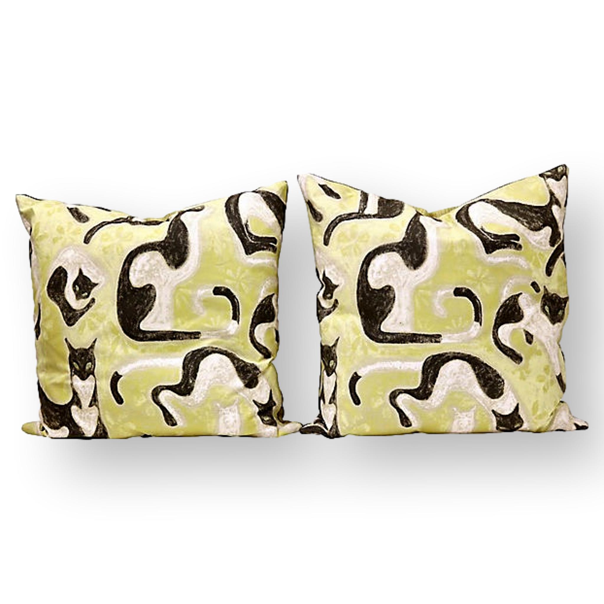 Mid-Cenutry "Omega Cats" Pillows, Pair~P77637780