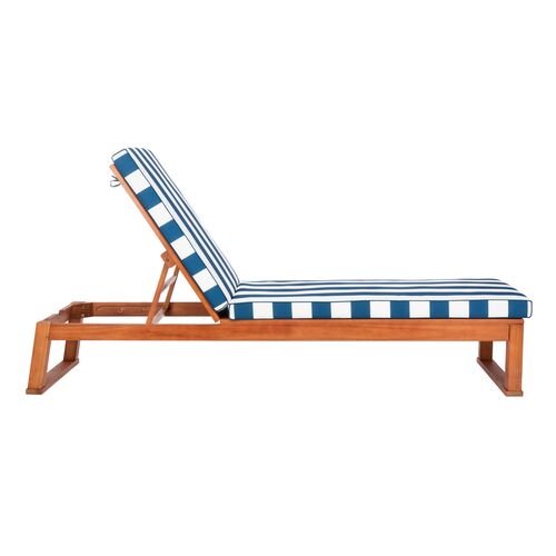 Siesta Outdoor Chaise, Natural/Blue Stripe~P77647808