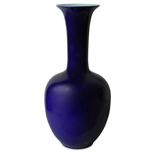 21" Morning Glory Porcelain Vase, Blue~P77147201